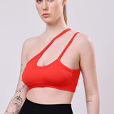 Scarlet Asymmetry Sports Bra - Red