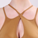 Celestia Criss-Cross Sports Bra - Brown